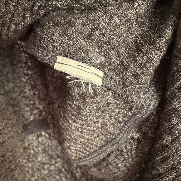 We the Free People Grey Cowl Neck Sweater Top Cozy Long Sleeve Waffle Thermal - Picture 3 of 3